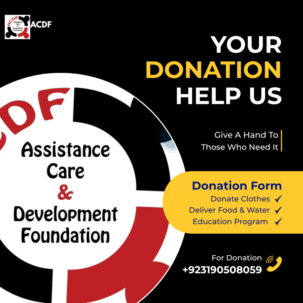 blue and yellow modern charity donation social media post